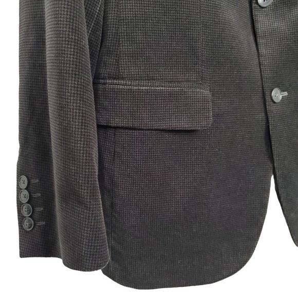 Alfani Mens Size 40L Blazer Sport Coat Slim Fit Velvet Micro Check Black Gray - Picture 15 of 16